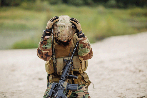 soldier suffering PTSD