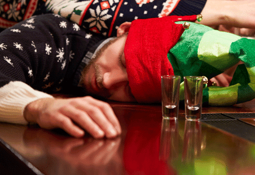 drunk man passed out during the holidays