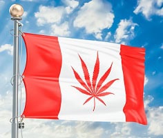 image of canadian flag with cannabis leaf to symbolize canada legalizes cannabis