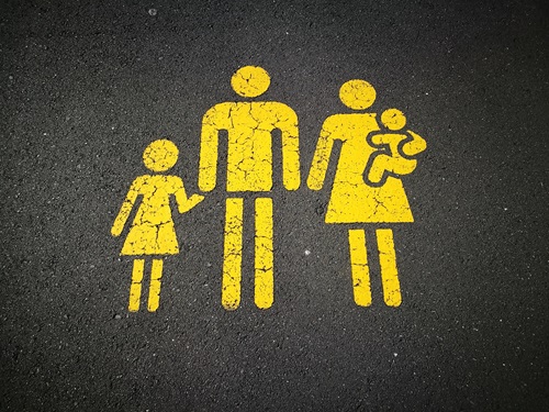 image of  a stick figure family to illustrate the family roles concept in The Wegscheider-Cruse Family Roles Theory