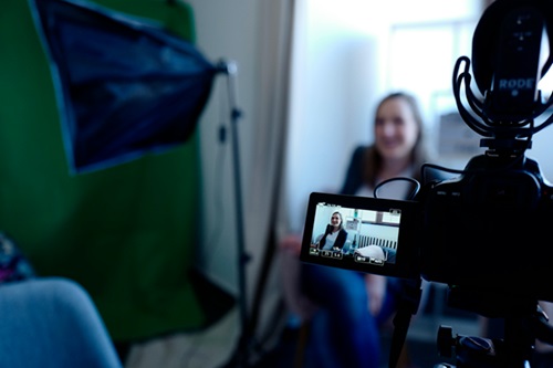 image of an interview being filmed for a documentary for the screening of The Shuffle
